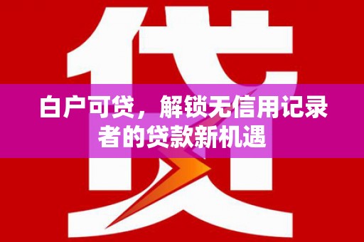 清涧白户可贷，解锁无信用记录者的贷款新机遇
