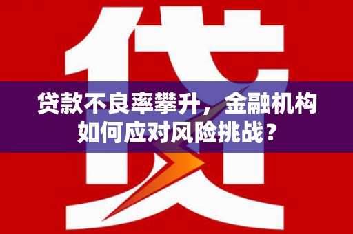 黄山贷款不良率攀升，金融机构如何应对风险挑战？